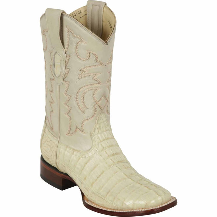 Men's Los Altos Caiman Tail Wide Square Toe Boots - Winter White - 6