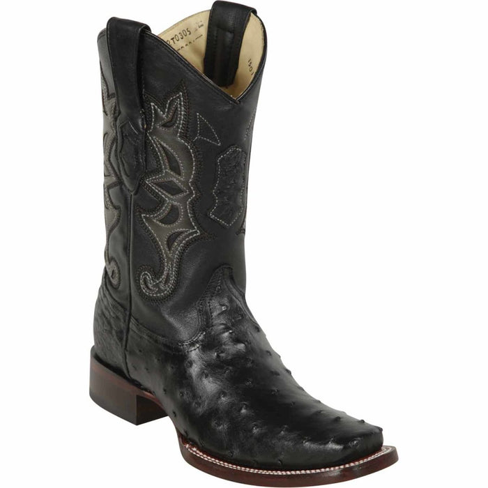 Men's Los Altos Genuine Ostrich Square Toe Boots - Black - 6
