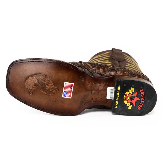 Men's Los Altos Monster Fish Skin Wide Square Toe Boots - Rustic Brown - 6