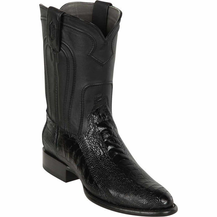 Men's Los Altos Original Ostrich Leg Boots Roper Toe - Black - 6.5
