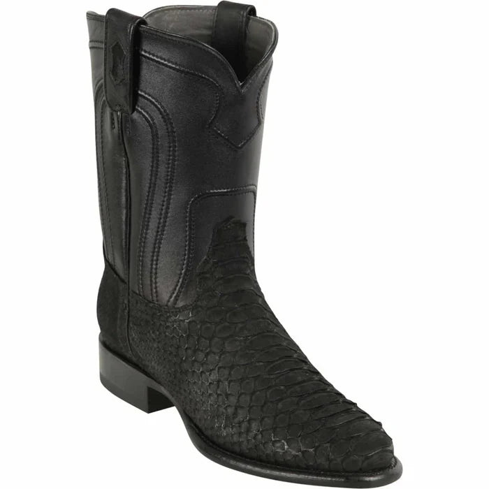 Men's Los Altos Original Python Boots Roper Toe - Black Suede - 6