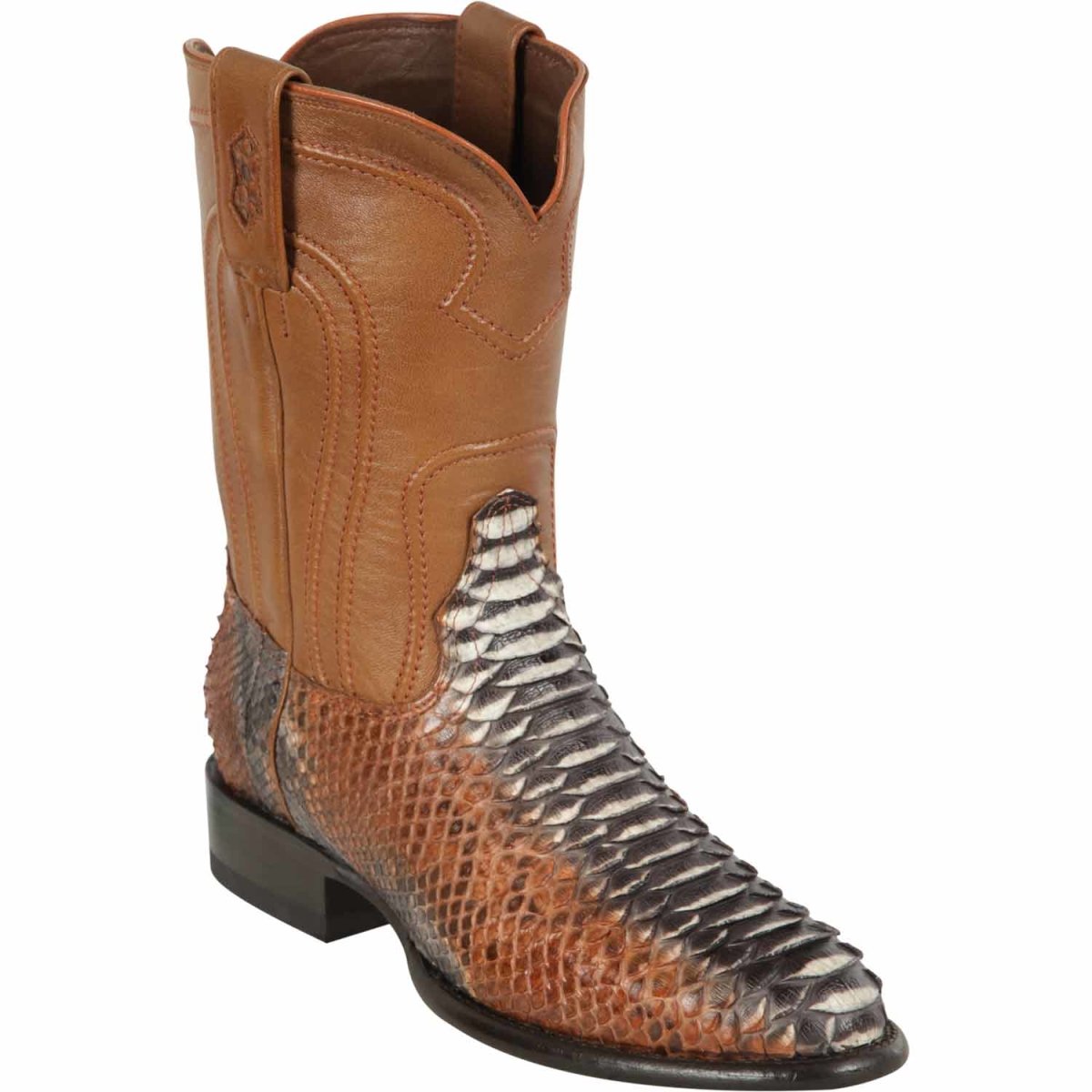 Men's Los Altos Original Python Boots Roper Toe - Cognac