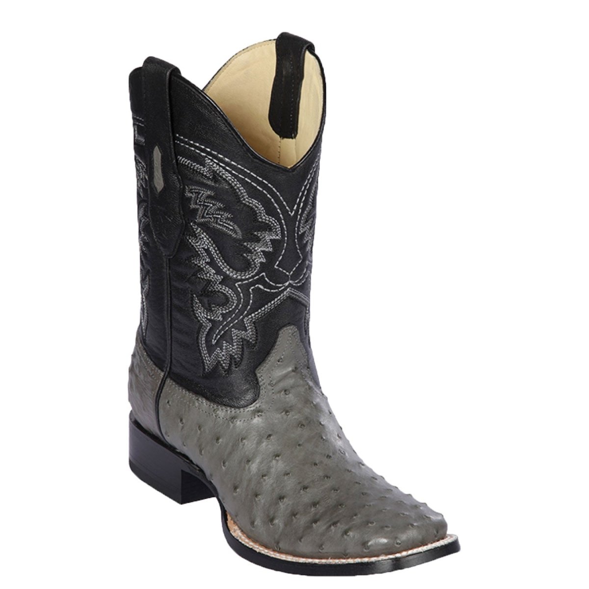 Men's Los Altos Ostrich Skin Wide Square Toe Boots -A - Blue