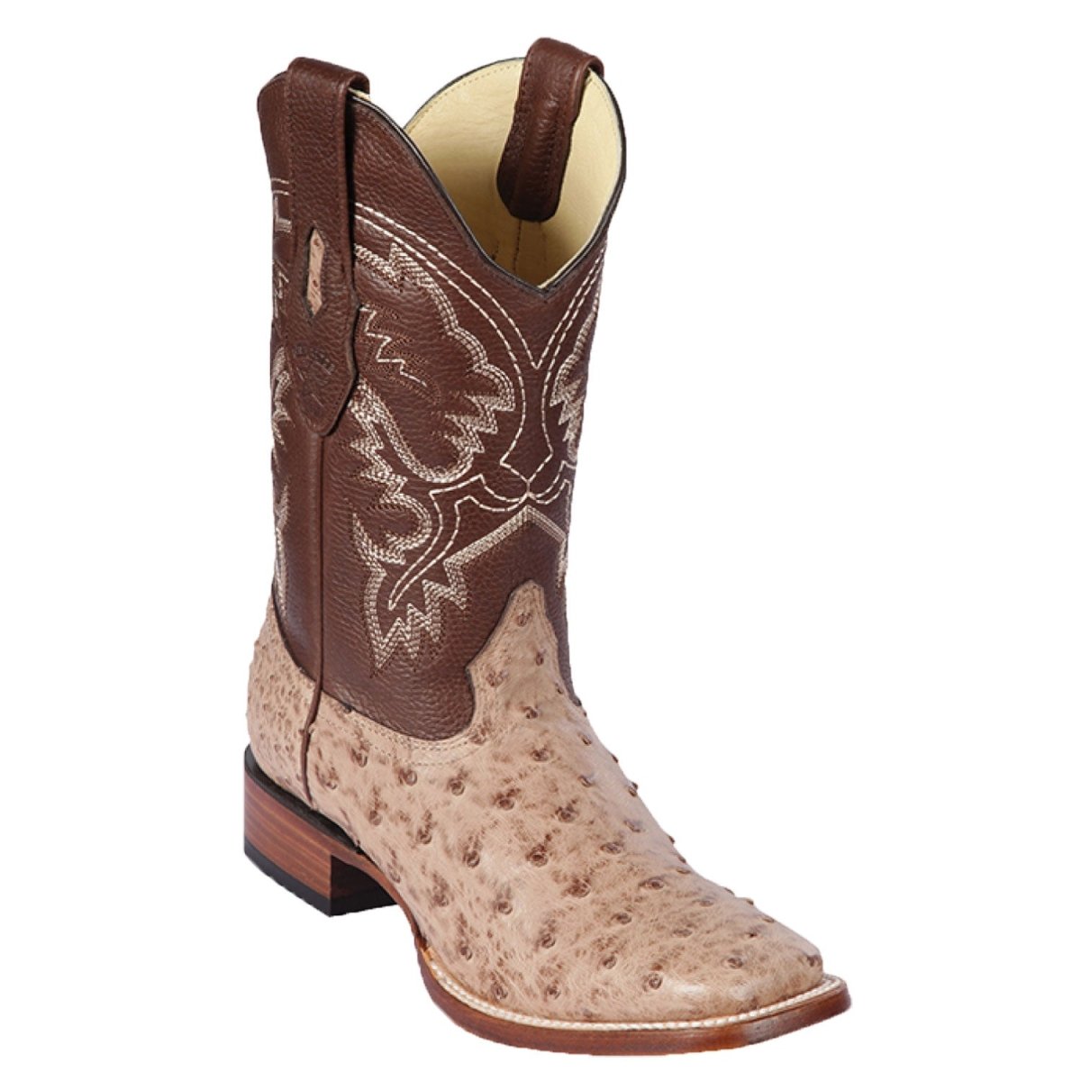 Men's Los Altos Ostrich Skin Wide Square Toe Boots -A - Blue