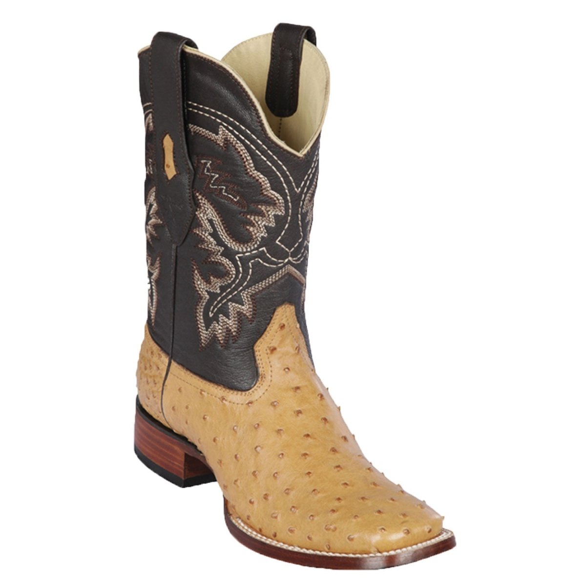 Men's Los Altos Ostrich Skin Wide Square Toe Boots -A - Blue