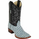 Men's Los Altos Ostrich Skin Wide Square Toe Boots - Rustic Blue