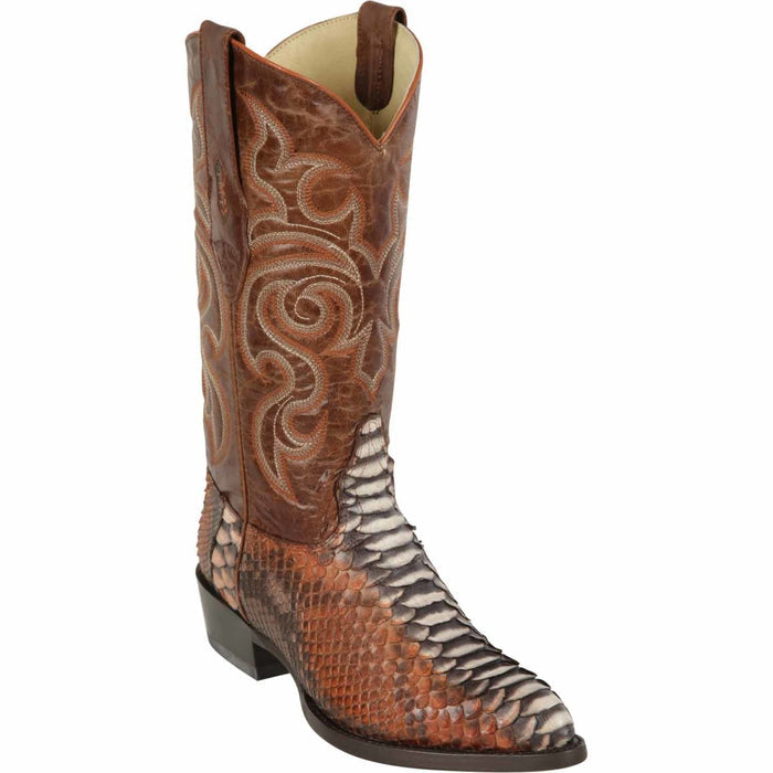 Men's Los Altos Python J-Toe Boots - Rustic Cognac - 6