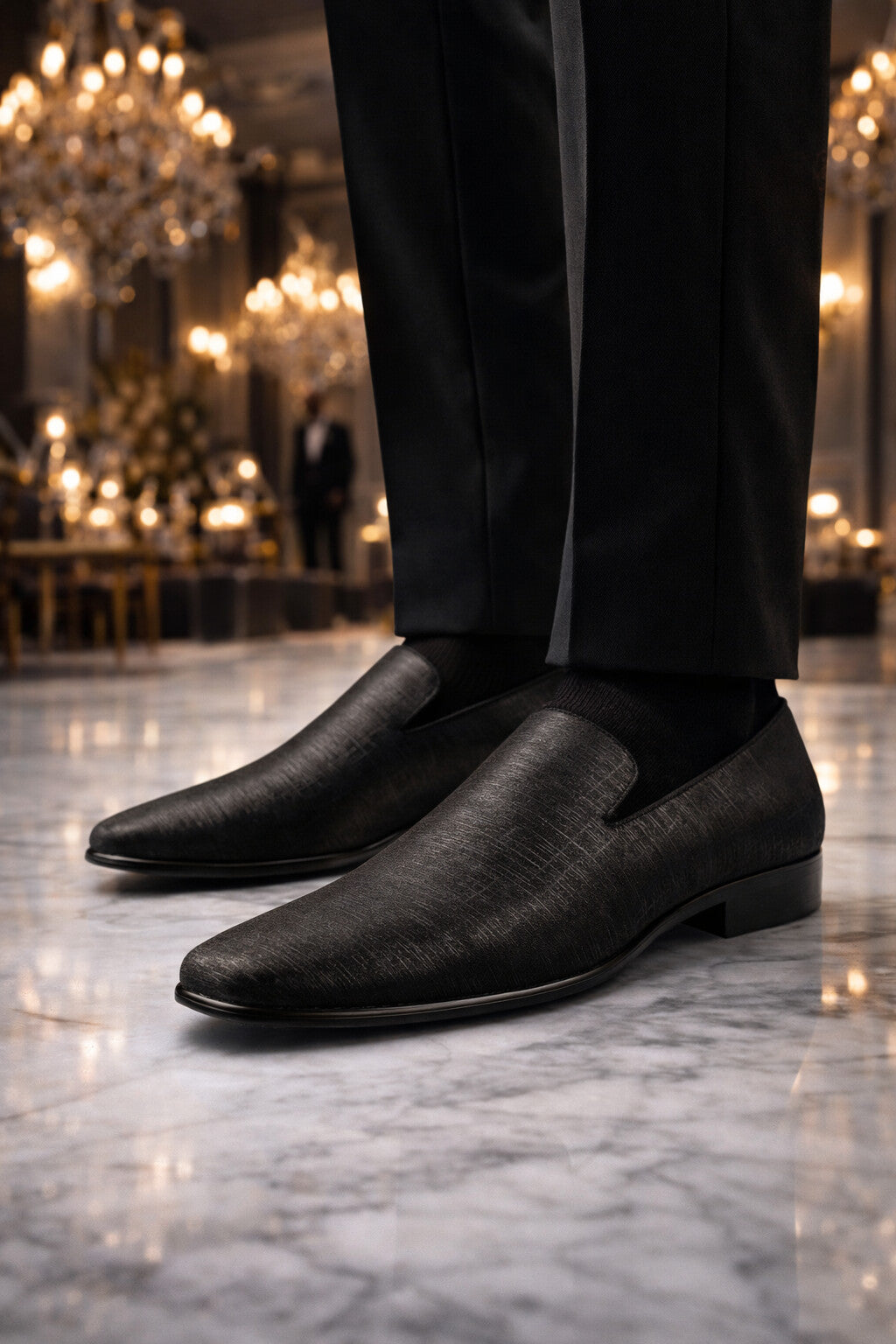 "Sharkskin" Black Couture 1910 Tuxedo Shoes - 7