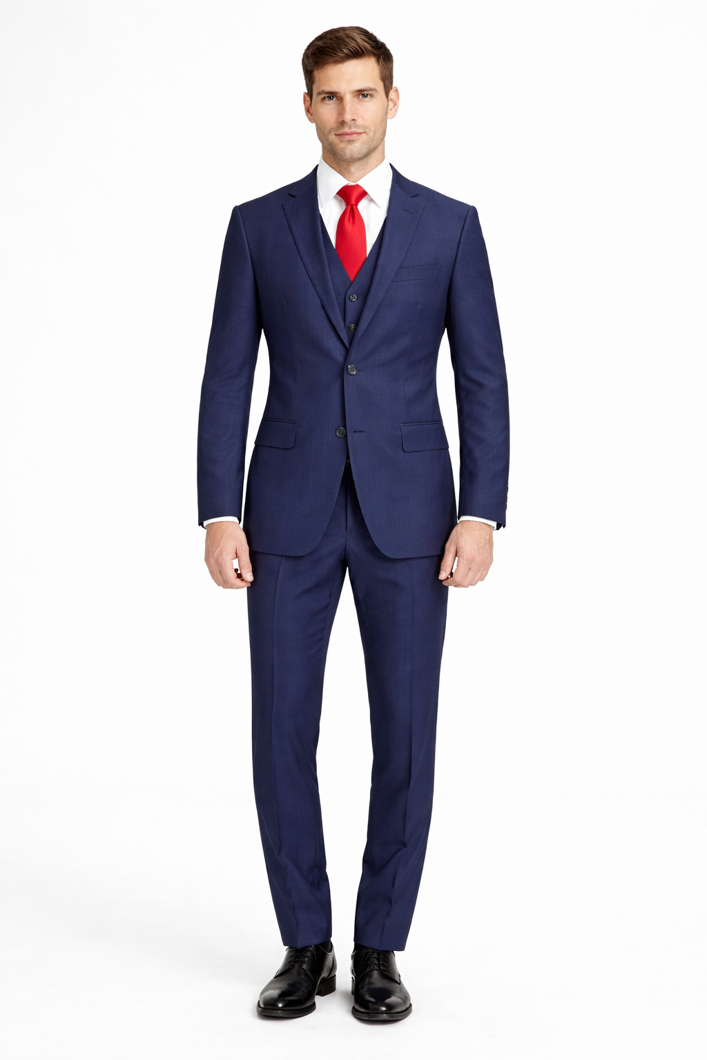 Mens Tiglio Solid Navy Suit – Classic 2 Piece Navy Blue Suit for Wedding, Business & Formal Wear - 34 Short or Extra Small