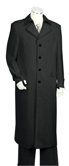 Men's Maxi  Black Full Length Zoot Suit – Vintage Gangster Style Long Coat Formal Suit - 34 Short or Extra Small