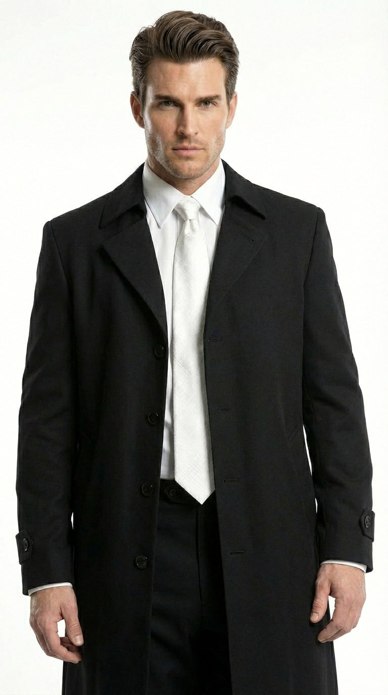 Men's Maxi  Black Full Length Zoot Suit – Vintage Gangster Style Long Coat Formal Suit - 34 Short or Extra Small