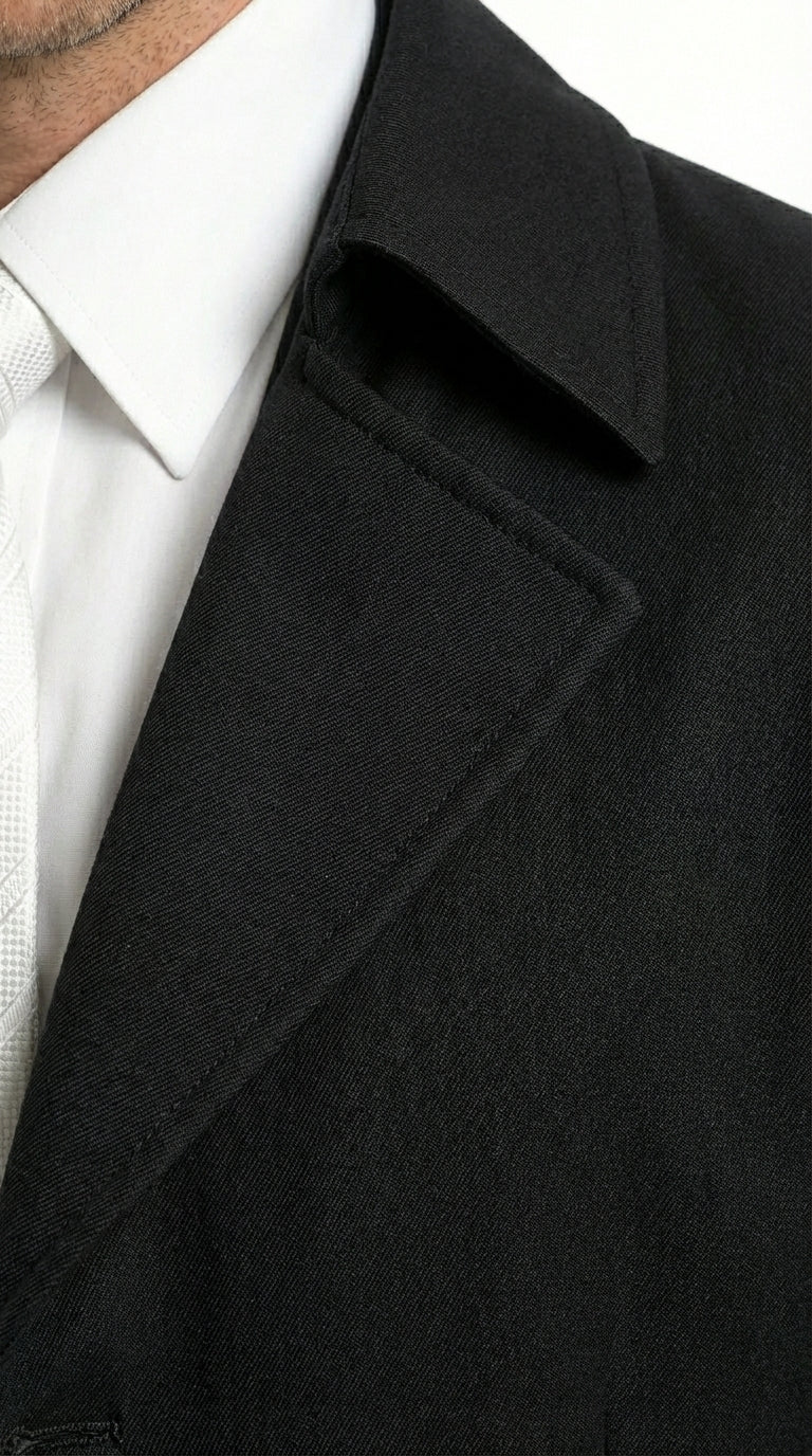 Men's Maxi  Black Full Length Zoot Suit – Vintage Gangster Style Long Coat Formal Suit - 34 Short or Extra Small