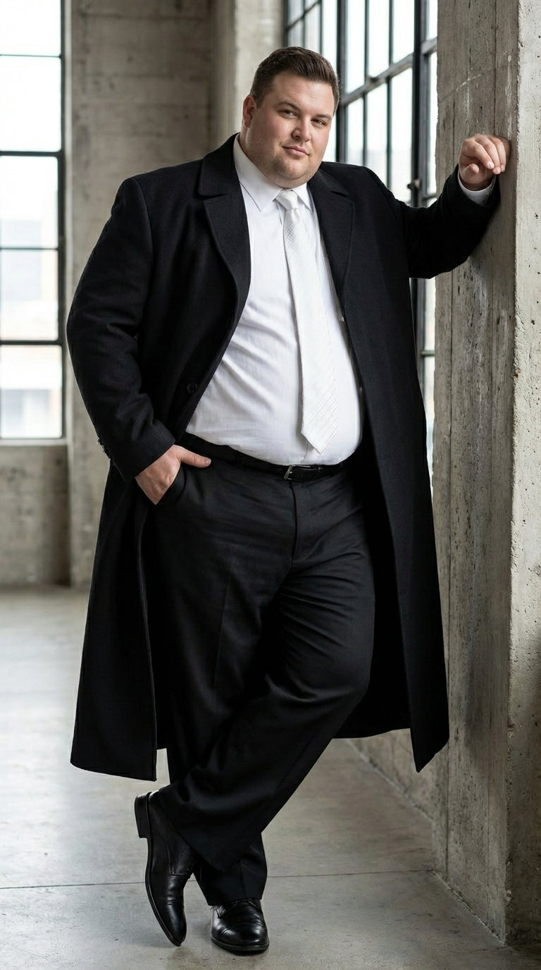 Men's Maxi  Black Full Length Zoot Suit – Vintage Gangster Style Long Coat Formal Suit - 34 Short or Extra Small