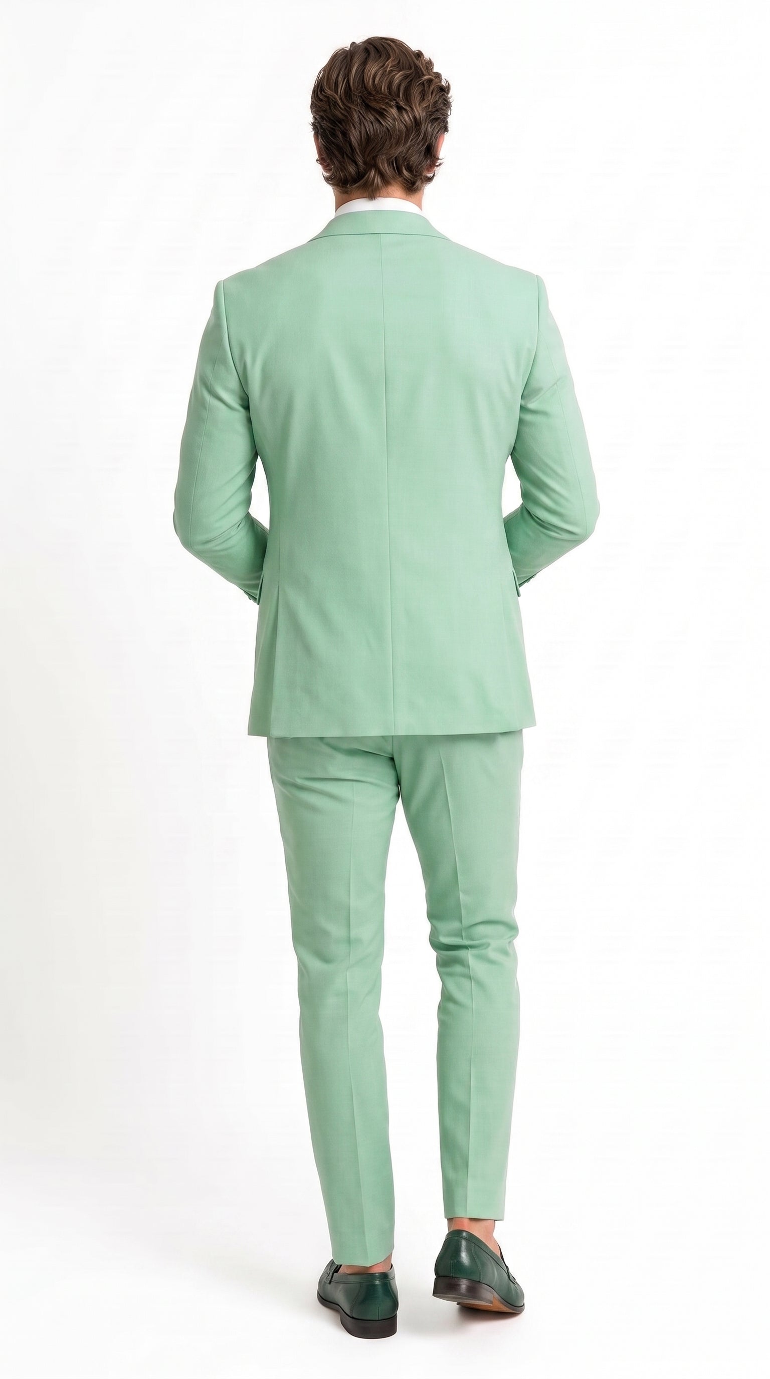 Mens Mint Green 3-Piece Suit – Slim Fit Wedding, Prom & Formal Suit with Matching Vest By Derman - 34 Short or Extra Small