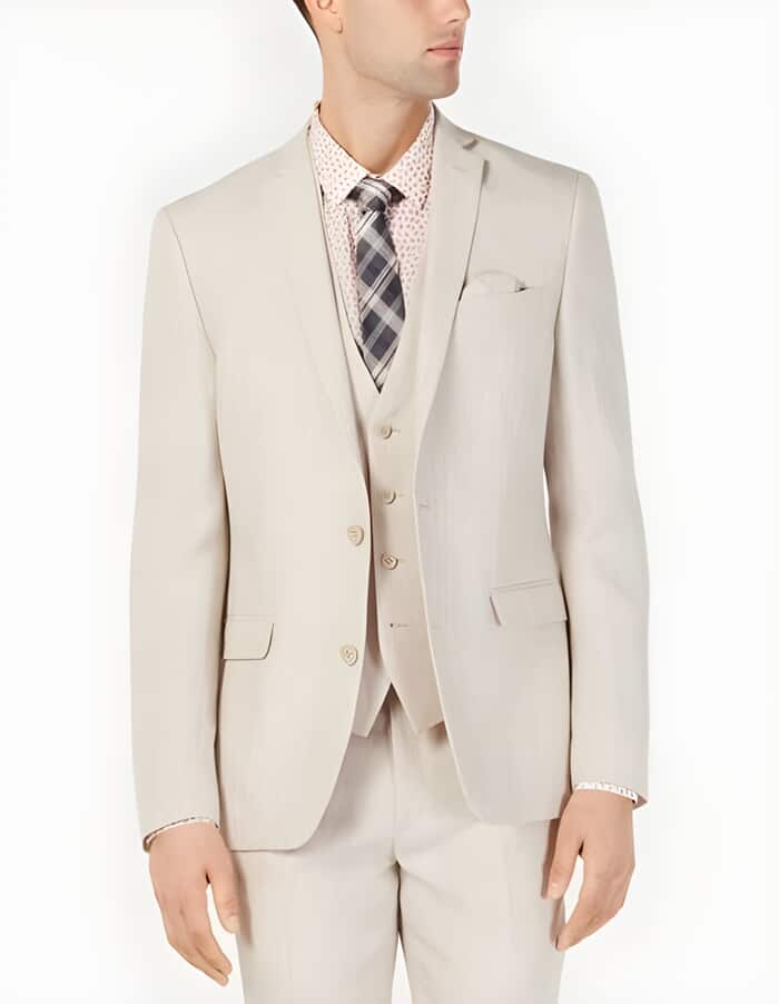 Mens Big and Tall Linen Suits - Tan Summer Fabric Suit