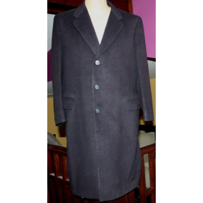 Mens Navy Blue Overcoat Long Wool Winter Dress Knee length Coat - Wool and Cashmere Topcoat