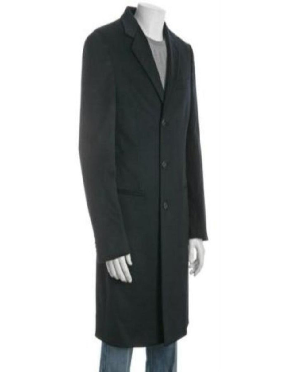 Mens Navy Blue Overcoat - Wool and Cashmere Topcoat - Coat Size 38