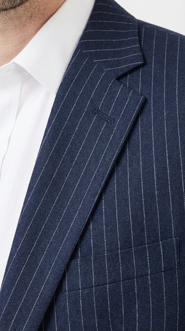 Mens Navy Blue Pinstripe Western Blazer – Classic Cowboy Style Jacket for Business, Formal and Smart Casual Wear - 34 Short