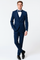 Men’s Navy Blue with Blue Trim Three-Piece Tuxedo with Satin Shawl Lapel and Bow Tie Wedding Suit