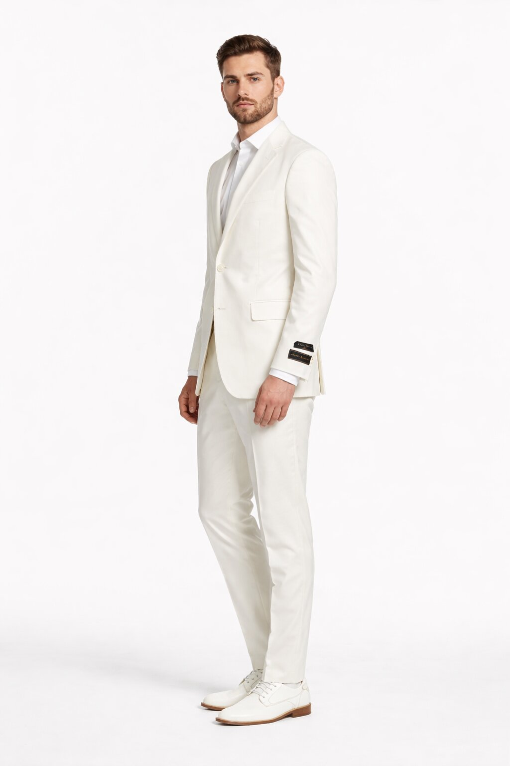 Novello Off-white, Modern Fit, Pure Wool Suit by Tiglio Luxe OFFWHITE - 36S