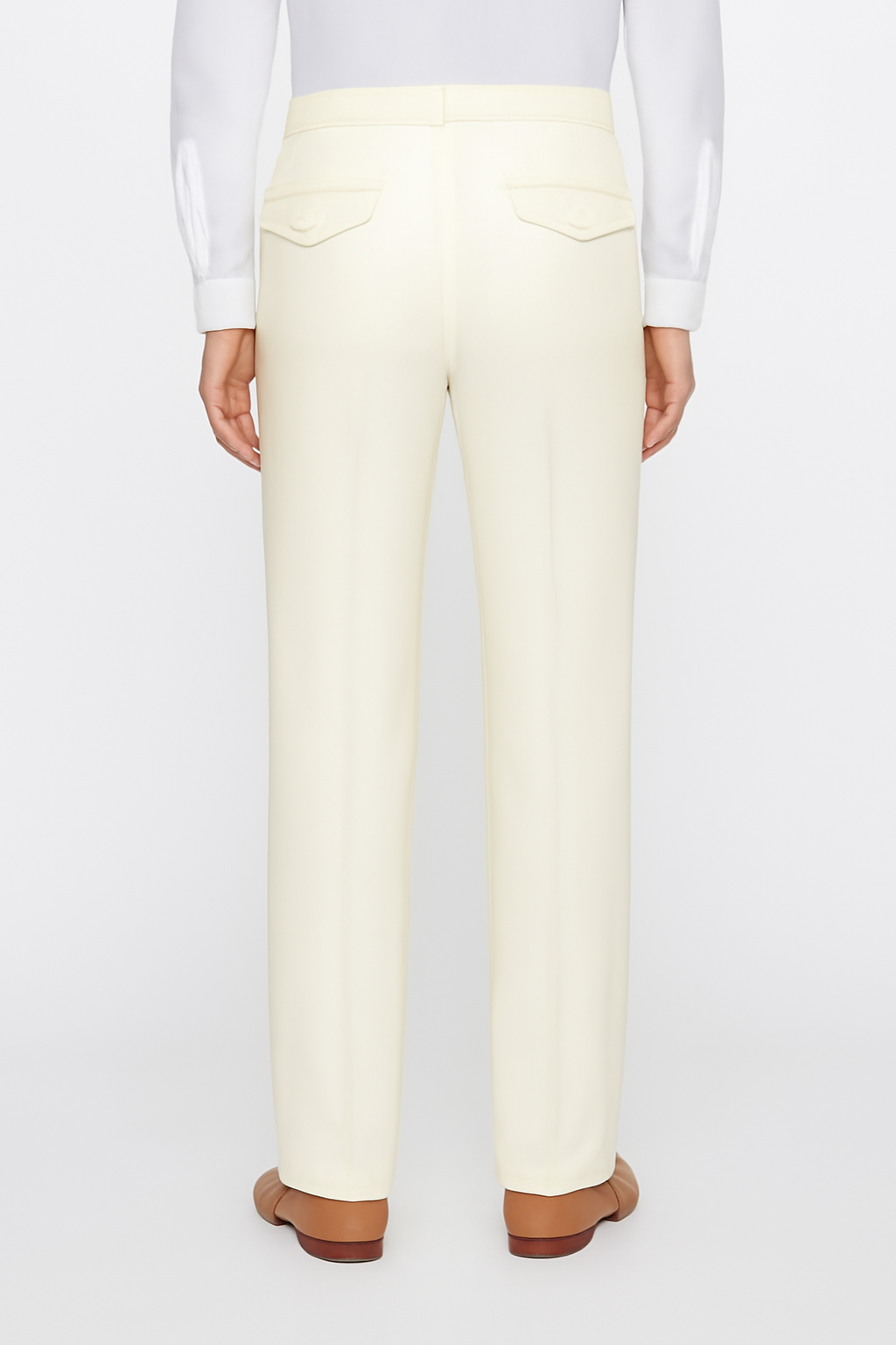 Tiglio Luxe Offwhite Semi-Wide Leg Wool Marbella Dress Pants - 32
