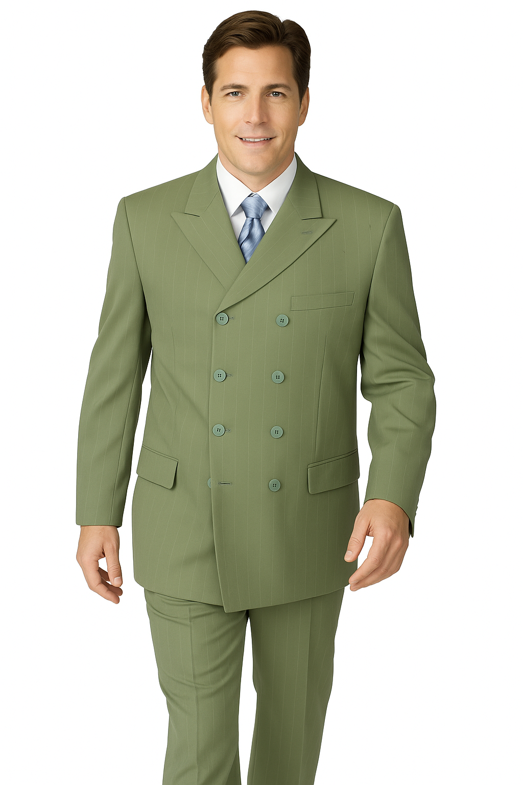 Canto 8-Button Double Breasted Men's 3-Piece Fashion Suit - 38 Short Jacket+32 Waist Adjustable 28to34)(Height: 5 4 to5 7 )(Neck  15-16.5)S-M)