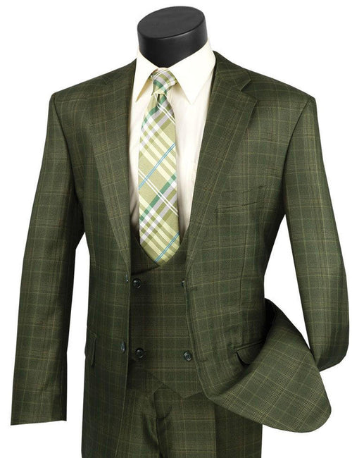 Olive Green Plaid Suit