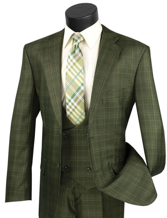 Olive Green Plaid Suit
