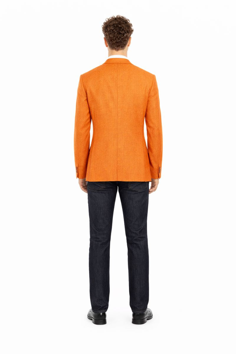 Mens Orange Blazer With Gold Buttons - Orange Sport Coat-New Designer Collection - 36 Short