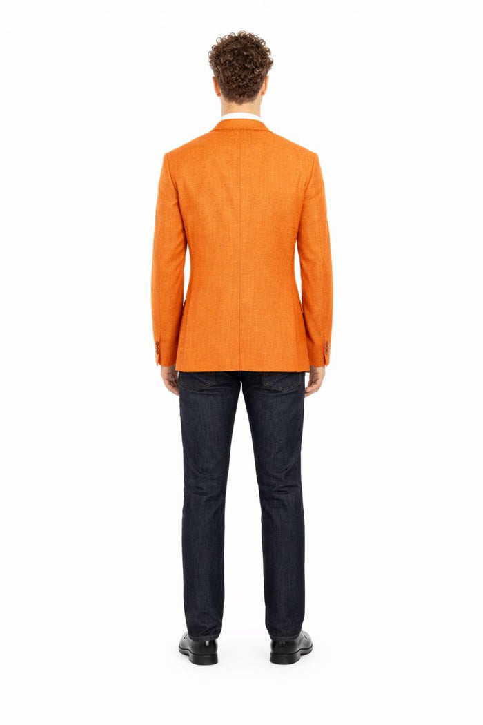 Mens Orange Blazer With Gold Buttons - Orange Sport Coat-New Designer Collection