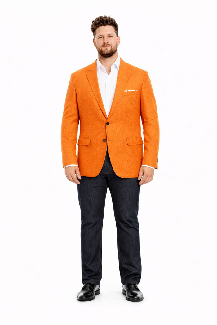 Mens Orange Blazer With Gold Buttons - Orange Sport Coat-New Designer Collection