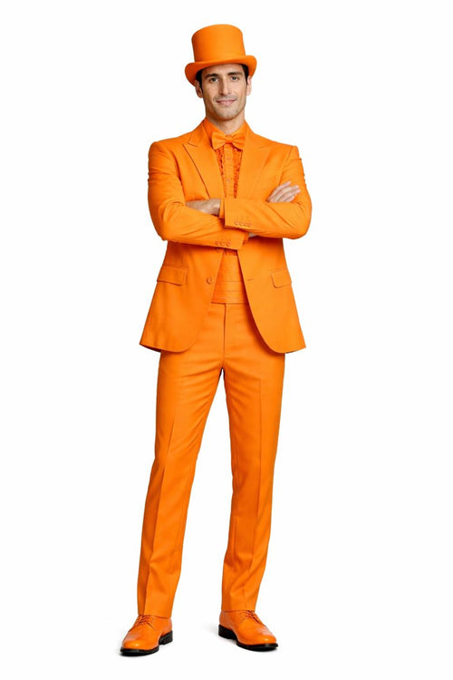 Mens Orange Tuxedo With Pants - Orange Prom 2026 Suit-New Designer Collection