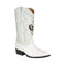 Men's Ostrich Print Leather J-Toe Boots Bone