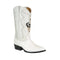 Men's Ostrich Print Leather J-Toe Boots Bone