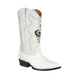Men's Ostrich Print Leather J-Toe Boots Bone