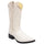 Men's Ostrich Print Leather J-Toe Boots - Winter White