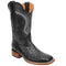 Men's Ostrich Print Leather Square Toe Boots - Black