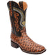 Men's Ostrich Print Leather Square Toe Boots - Shedron