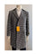 Men's Overcoat - Peak Lapel 1920s Style - Wool Car Coat Three Quarter By Alberto Nardon + Black and White