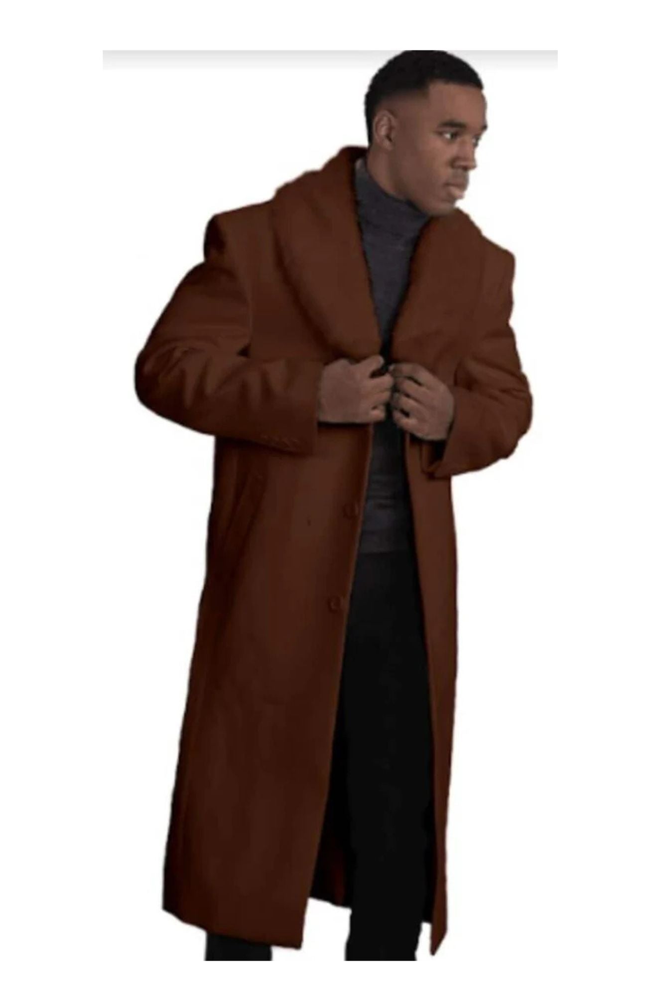 Mens Overcoat With Fur Collar - Dark Brown Topcoat - Coat Size 38
