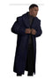 Mens Overcoat With Fur Collar - Navy Topcoat