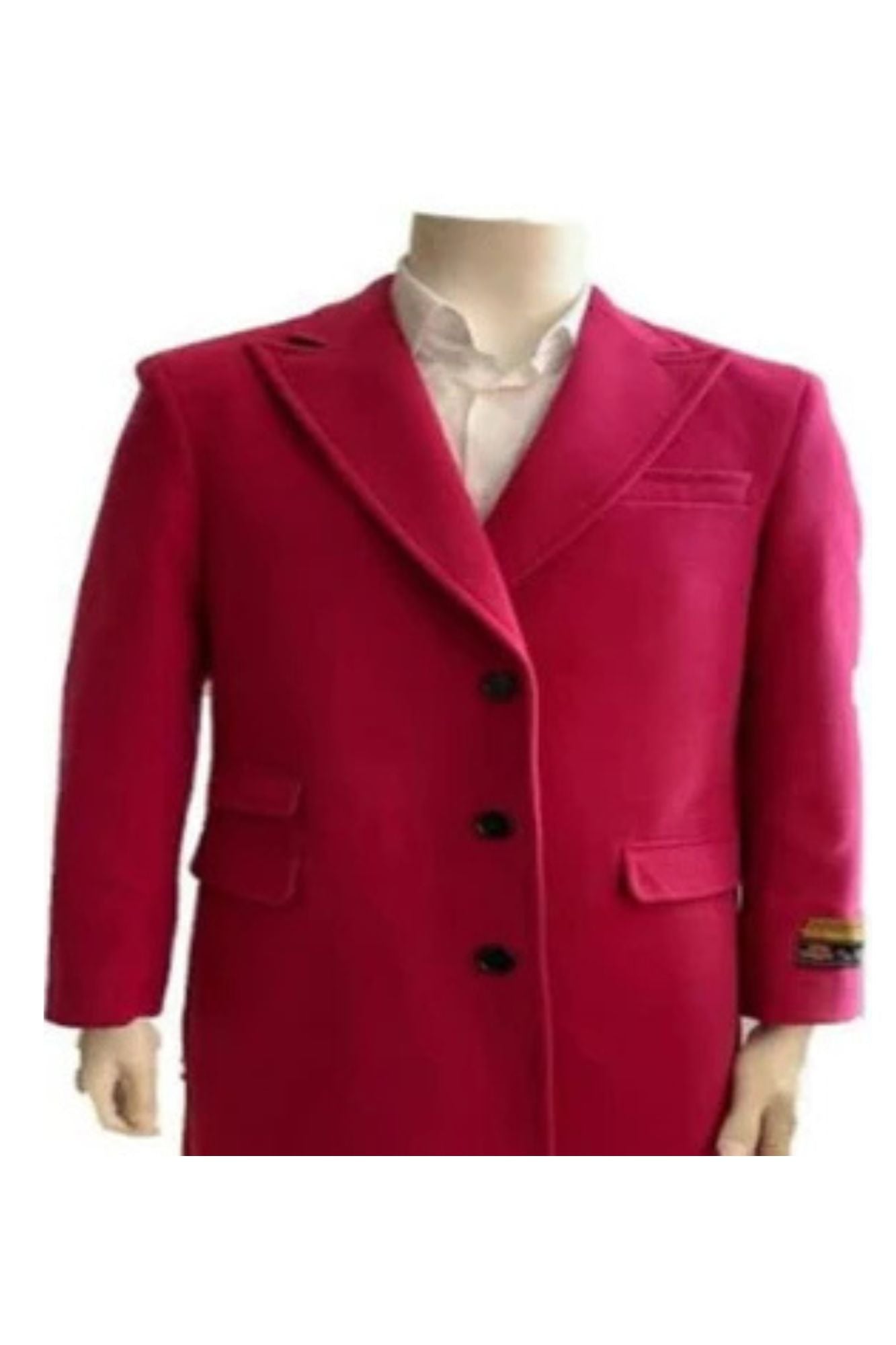 Men's Overcoat - Wool Three Quarter Car coat + Pink - Coat Size 38