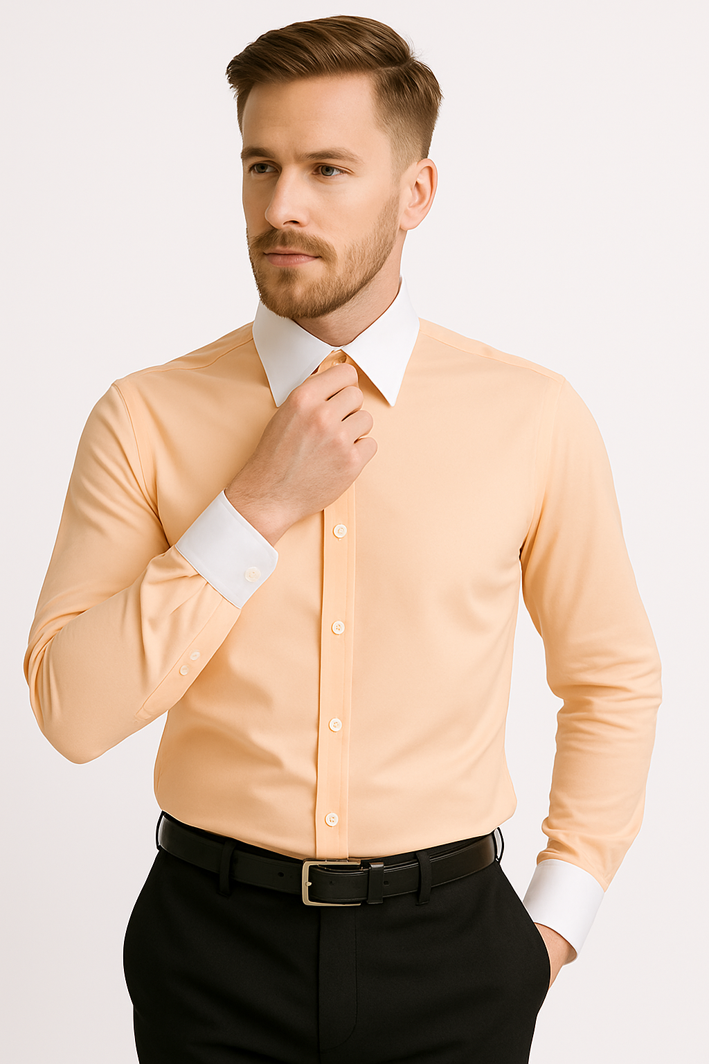 Classic Stylish Fashionable -White Collar Two Toned Contrast white collars Multi-color Men's Dress Shirt