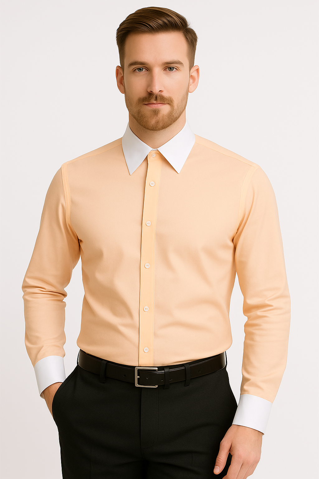 Classic Stylish Fashionable -White Collar Two Toned Contrast white collars Multi-color Men's Dress Shirt