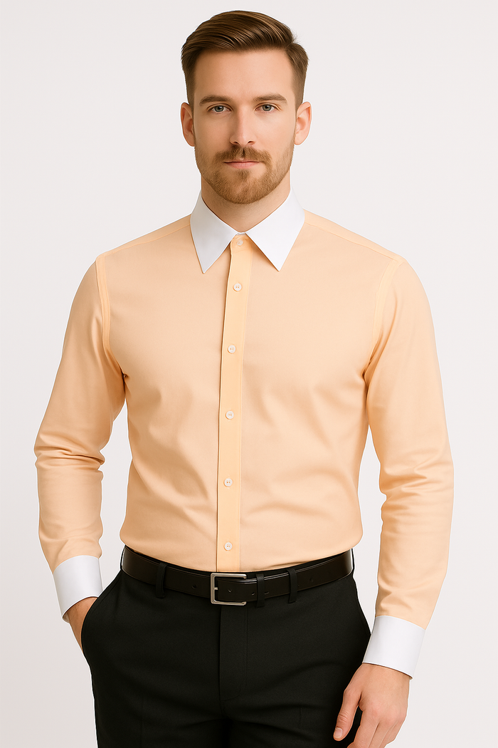 Classic Stylish Fashionable -White Collar Two Toned Contrast white collars Multi-color Men's Dress Shirt