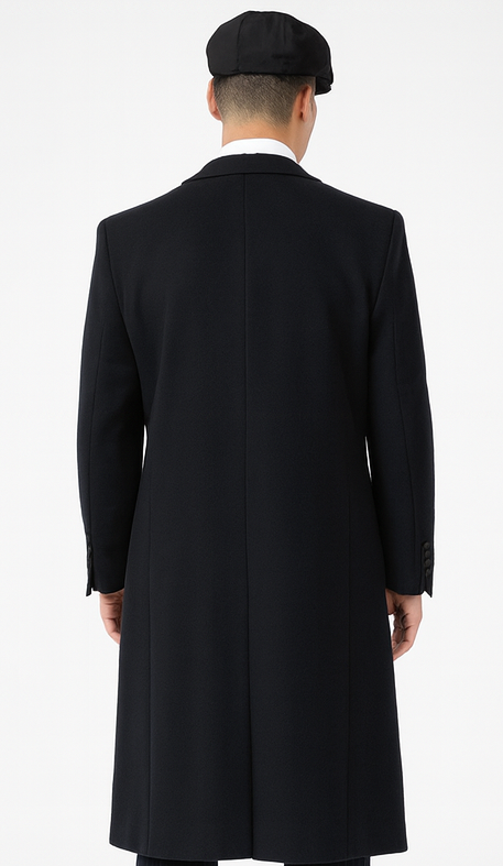 Mens Peaky Blinders Costume peaky blinder outfit - Include peaky blinder actor cap Thomas Shelby Black Herringbone Long Overcoat Outfit - 54 Regular