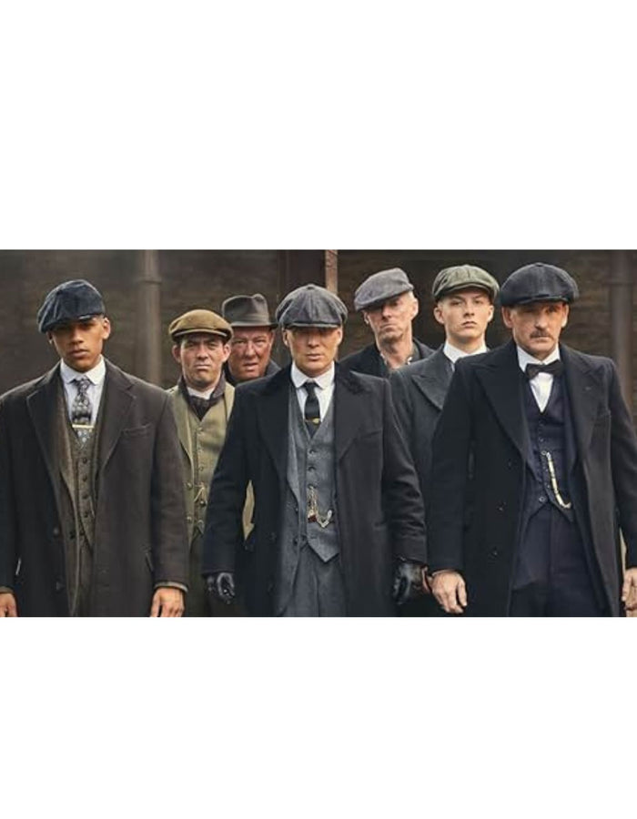 Mens Peaky Blinders Costume peaky blinder outfit - Include peaky blinder actor cap Thomas Shelby Black Vested Suit & Black Overcoat (Random Color Combo)