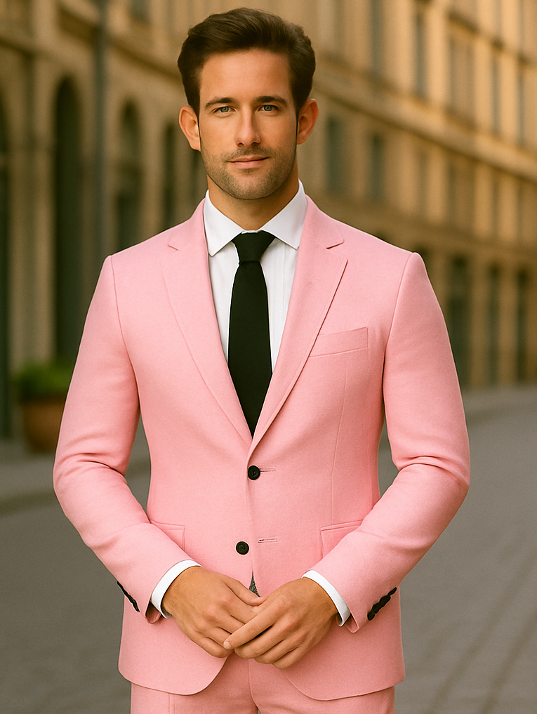 Mens Pink Linen Suit - Summer Suit Pink Seersucker Suits - 36 Short