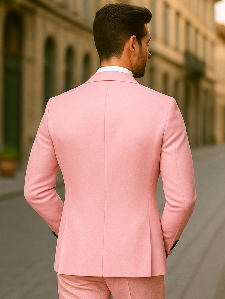 Mens Pink Linen Suit - Summer Suit Pink Seersucker Suits - 36 Short