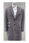Glain plaid - Windowpane - Checkered Pattern Double Breasted Style Double Breasted Overcoat - Wool Top Coat - Full Length Coat Gray